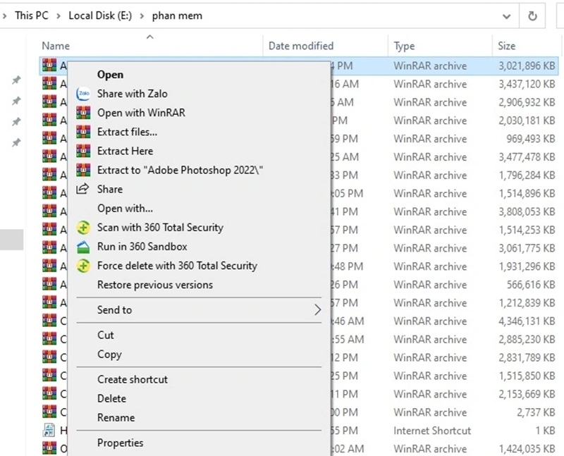 Dùng WinRAR hoặc 7-Zip để giải nén, sau đó mở thư mục cài đặt