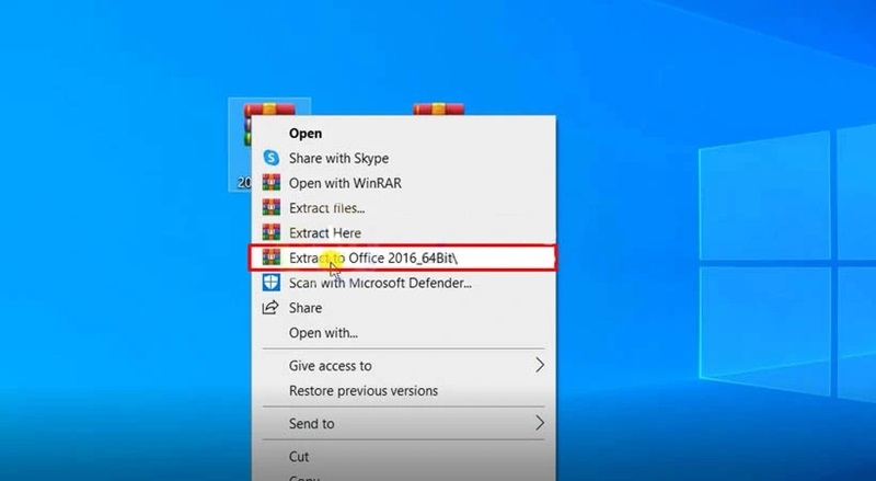 Tải Office 2016 từ nguồn tin cậy và giải nén bằng WinRAR hoặc 7-Zip