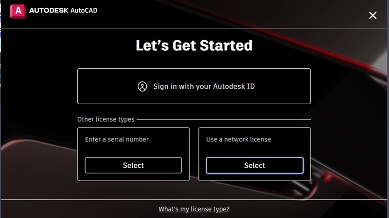 Mở Autocad 2025, chọn "Use a network license" và làm theo hướng dẫn