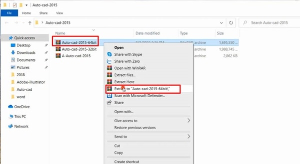 Tìm file tải về, nhấp chuột phải, chọn "Extract Here" để giải nén
