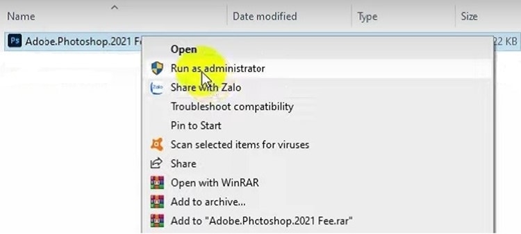 Mở thư mục đã giải nén, nhấp chuột phải Set-up.exe, chọn "Run as Administrator"