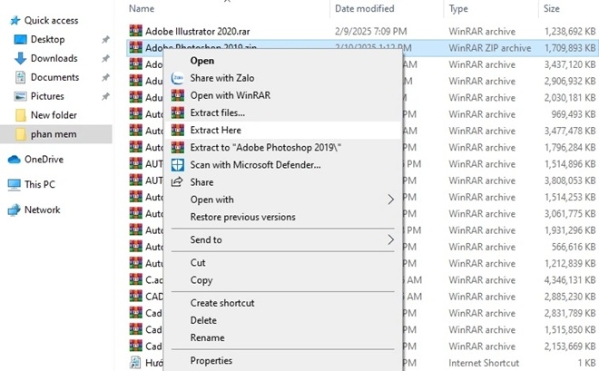Giải nén file tải về để tạo thư mục chứa tệp cài đặt