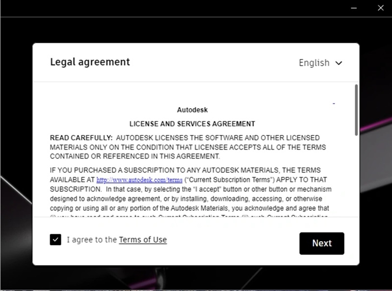 Chọn "I accept..." rồi nhấn Next để tiếp tục cài đặt