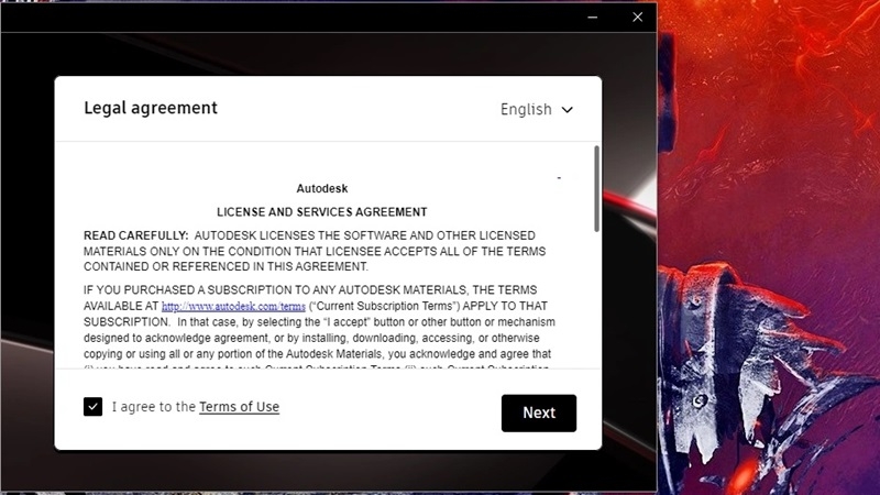 Đọc kỹ điều khoản, tích "I accept the terms" rồi nhấn Next