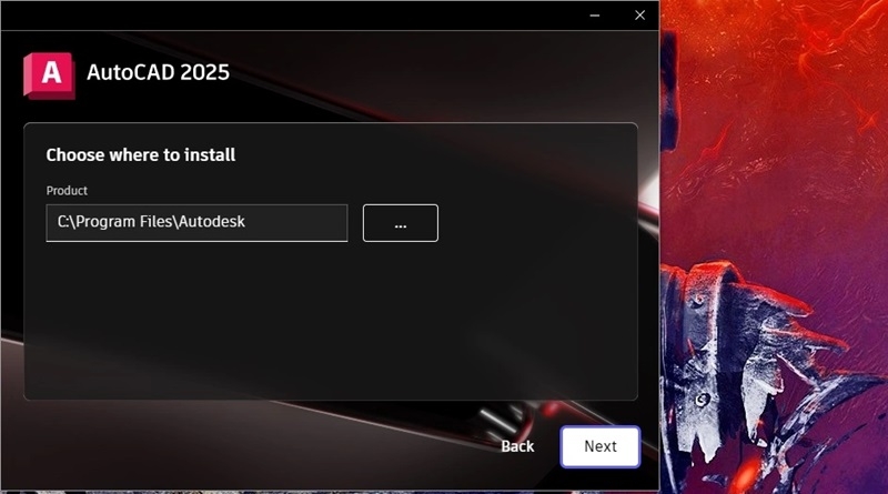 Chọn thư mục cài đặt mặc định hoặc nhấn Browse để thay đổi, rồi Next