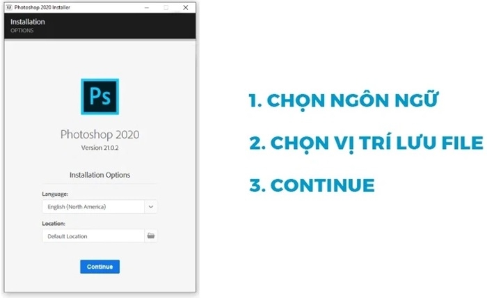 Chạy Set-up.exe với quyền Admin, nhấn Continue để cài đặt