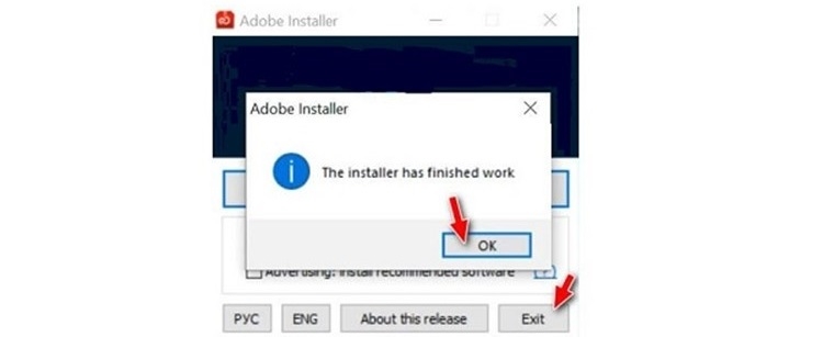 Nhấn Exit, mở Photoshop CC 2021 và kiểm tra hoạt động phần mềm