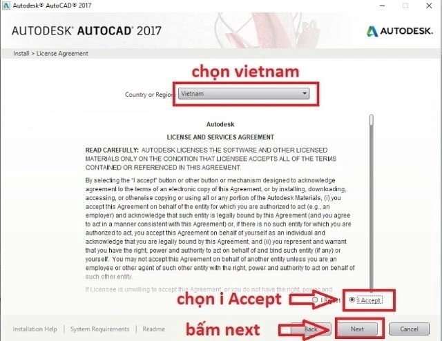 Chọn "Install on this computer", đặt "Vietnam", tích "I Accept" rồi nhấn "Next"