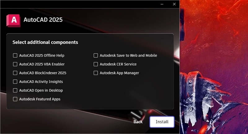 Chọn đầy đủ hoặc tùy chỉnh tính năng, rồi nhấn Install để cài đặt