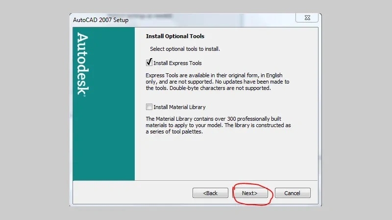 Nhấn "Next", chọn "Install Express Tools" nếu muốn, rồi tiếp tục