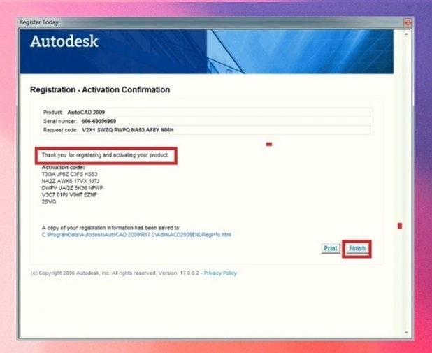 Nhấn "Finish" để hoàn tất và bắt đầu sử dụng Autocad 2009