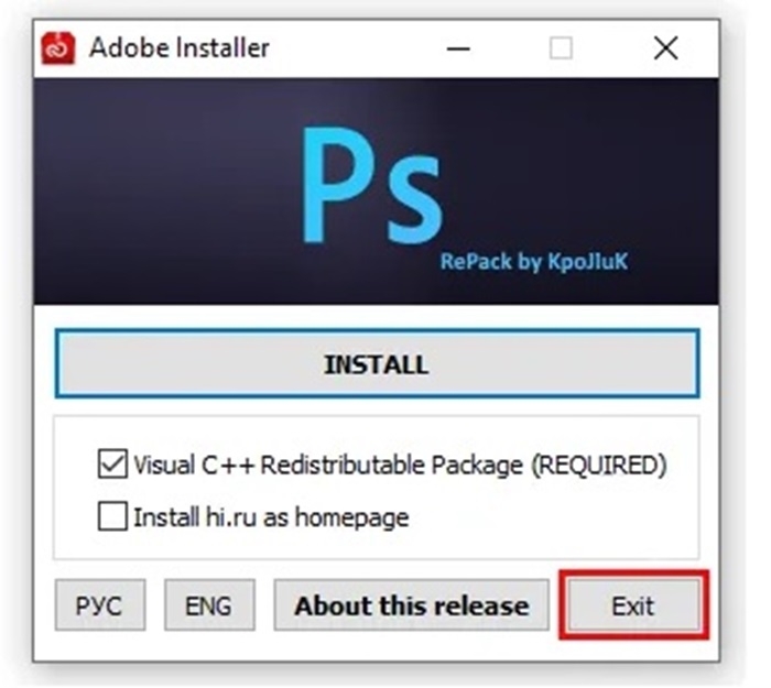 Nhấn Exit, mở Photoshop CC 2020 và kiểm tra hoạt động