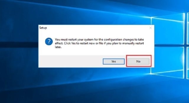 Chọn "No" khi được yêu cầu khởi động lại, rồi mở Autocad 2017